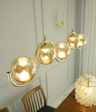 LED 루코 5등 펜던트조명, 식탁등 (골드 30W)