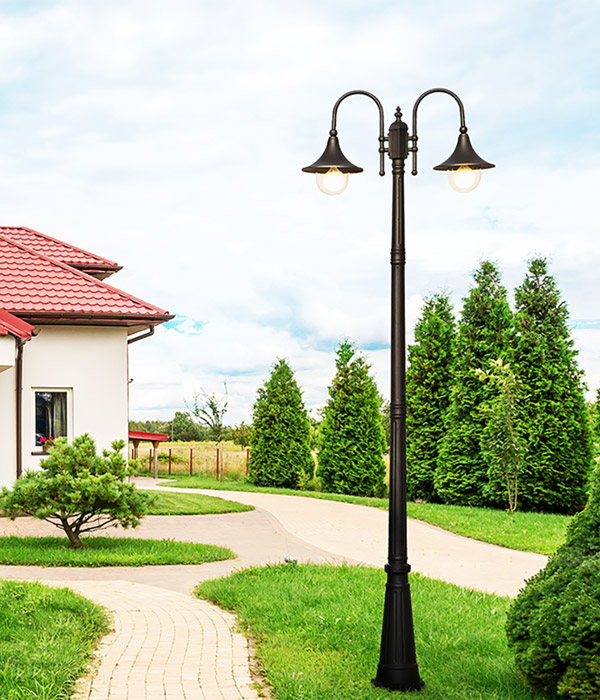 지포스 2등 정원등, 야외 조명, 가로등, 외부조명 (2.45m 블랙)